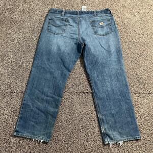 Carhartt Jeans Mens 42x30 Blue Relaxed Fit Distressed Denim Workwear Pants